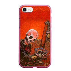 Чехол iPhone 7/8 матовый Скелет с гитарой, цвет: 3D-малиновый