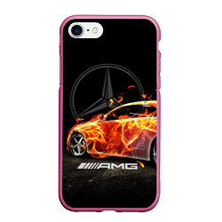 Чехол iPhone 7/8 матовый Mercedes, цвет: 3D-малиновый
