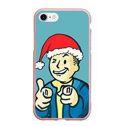 Чехол iPhone 7/8 матовый Fallout New Year, цвет: 3D-светло-розовый