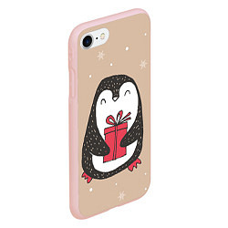 Чехол iPhone 7/8 матовый Пингвин с подарком, цвет: 3D-светло-розовый — фото 2