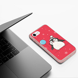 Чехол iPhone 7/8 матовый Влюбленная пингвинка, цвет: 3D-светло-розовый — фото 2