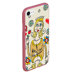 Чехол iPhone 7/8 матовый Червовая дама, цвет: 3D-малиновый — фото 2