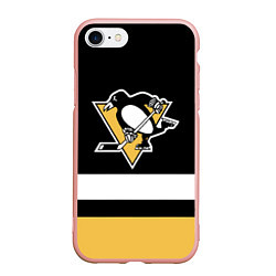 Чехол iPhone 7/8 матовый Pittsburgh Penguins: Black, цвет: 3D-светло-розовый