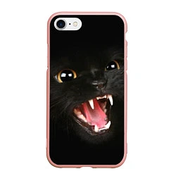 Чехол iPhone 7/8 матовый Черный кот, цвет: 3D-светло-розовый