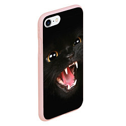 Чехол iPhone 7/8 матовый Черный кот, цвет: 3D-светло-розовый — фото 2