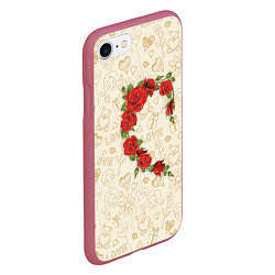 Чехол iPhone 7/8 матовый Сердце красных роз, цвет: 3D-малиновый — фото 2