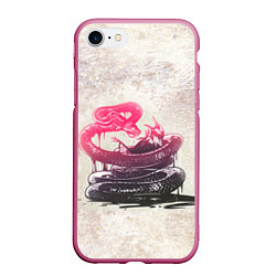 Чехол iPhone 7/8 матовый Three Days Grace: Acid snake, цвет: 3D-малиновый