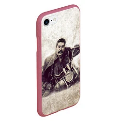 Чехол iPhone 7/8 матовый Сталин байкер, цвет: 3D-малиновый — фото 2