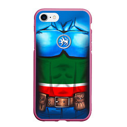 Чехол iPhone 7/8 матовый Капитан Татарстан, цвет: 3D-малиновый