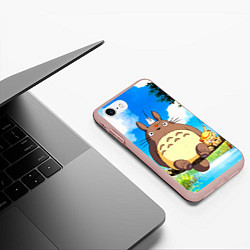 Чехол iPhone 7/8 матовый Тоторо и компания, цвет: 3D-светло-розовый — фото 2