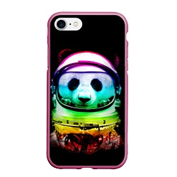 Чехол iPhone 7/8 матовый Панда космонавт, цвет: 3D-малиновый