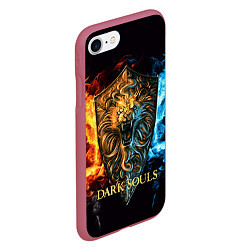 Чехол iPhone 7/8 матовый Dark Souls: Lion Shield, цвет: 3D-малиновый — фото 2