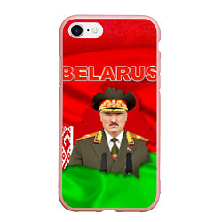 Чехол iPhone 7/8 матовый Александр Лукашенко - Беларусь, цвет: 3D-светло-розовый