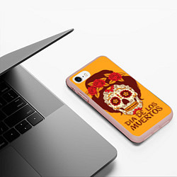 Чехол iPhone 7/8 матовый Мексиканский череп, цвет: 3D-светло-розовый — фото 2