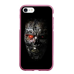 Чехол iPhone 7/8 матовый Terminator Skull, цвет: 3D-малиновый