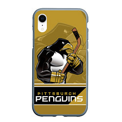 Чехол iPhone XR матовый Pittsburgh Penguins цвета 3D-серый — фото 1