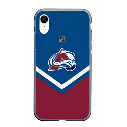 Чехол iPhone XR матовый NHL: Colorado Avalanche, цвет: 3D-серый