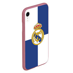 Чехол iPhone XR матовый Real Madrid: Blue style, цвет: 3D-малиновый — фото 2