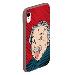 Чехол iPhone XR матовый Альберт Эйнштейн: Поп-арт, цвет: 3D-коричневый — фото 2