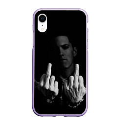 Чехол iPhone XR матовый Eminem Fuck, цвет: 3D-светло-сиреневый