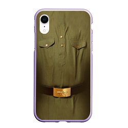 Чехол iPhone XR матовый Униформа солдата, цвет: 3D-светло-сиреневый