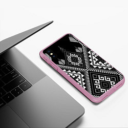 Чехол iPhone XS Max матовый Индейские мотивы, цвет: 3D-розовый — фото 2