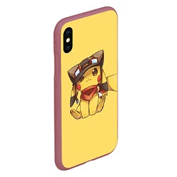 Чехол iPhone XS Max матовый Pikachu, цвет: 3D-малиновый — фото 2