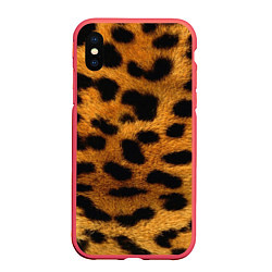 Чехол iPhone XS Max матовый Шкура леопарда, цвет: 3D-красный