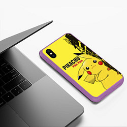 Чехол iPhone XS Max матовый Pikachu Pika Pika, цвет: 3D-фиолетовый — фото 2