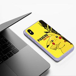 Чехол iPhone XS Max матовый Pikachu Pika Pika, цвет: 3D-светло-сиреневый — фото 2