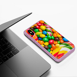 Чехол iPhone XS Max матовый Сладкие конфетки, цвет: 3D-сиреневый — фото 2