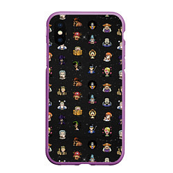 Чехол iPhone XS Max матовый One Piece. Pixel art pattern, цвет: 3D-фиолетовый