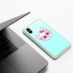 Чехол iPhone XS Max матовый Умная кошка, цвет: 3D-салатовый — фото 2