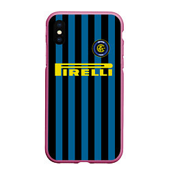 Чехол iPhone XS Max матовый Inter FC: Pirelli, цвет: 3D-малиновый