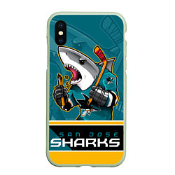 Чехол iPhone XS Max матовый San Jose Sharks, цвет: 3D-салатовый