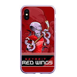 Чехол iPhone XS Max матовый Detroit Red Wings, цвет: 3D-светло-сиреневый