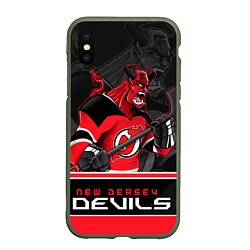 Чехол iPhone XS Max матовый New Jersey Devils, цвет: 3D-темно-зеленый