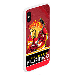 Чехол iPhone XS Max матовый Calgary Flames, цвет: 3D-белый — фото 2