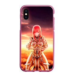 Чехол iPhone XS Max матовый Fairy Tail, цвет: 3D-малиновый