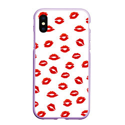 Чехол iPhone XS Max матовый Поцелуйчики, цвет: 3D-сиреневый