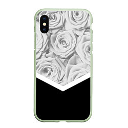 Чехол iPhone XS Max матовый Розы, цвет: 3D-салатовый