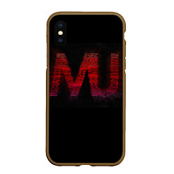 Чехол iPhone XS Max матовый Manchester United team, цвет: 3D-коричневый