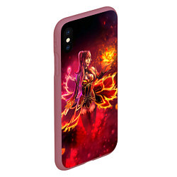 Чехол iPhone XS Max матовый Лист, цвет: 3D-малиновый — фото 2