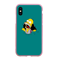 Чехол iPhone XS Max матовый Alien-Homer, цвет: 3D-розовый