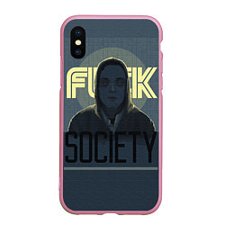 Чехол iPhone XS Max матовый Fuck Society, цвет: 3D-розовый