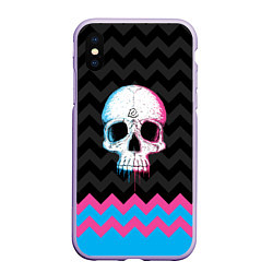 Чехол iPhone XS Max матовый Colored Skull, цвет: 3D-светло-сиреневый