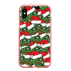 Чехол iPhone XS Max матовый Sad frog new year, цвет: 3D-баблгам