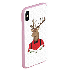 Чехол iPhone XS Max матовый Christmas Deer, цвет: 3D-розовый — фото 2