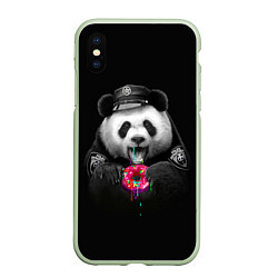 Чехол iPhone XS Max матовый Donut Panda, цвет: 3D-салатовый