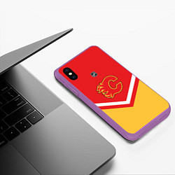 Чехол iPhone XS Max матовый NHL: Calgary Flames, цвет: 3D-фиолетовый — фото 2